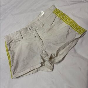 Fendi White Shorts with Yellow Trim